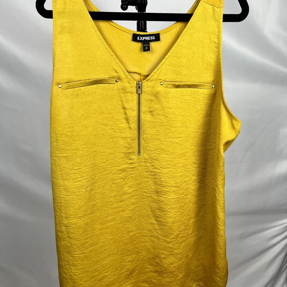 Express Mustard Yellow V-Neck Zip Tank